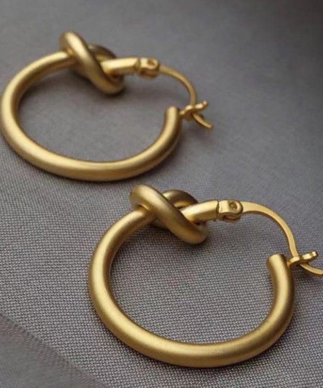 Vogue Gold Sterling Silver Overgild Dull Polish Circle Hoop Earrings QQ027