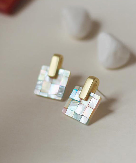 Stud Overgild Copper Rainbow Vogue Shell Earrings