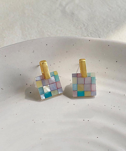 Stud Overgild Copper Rainbow Vogue Shell Earrings