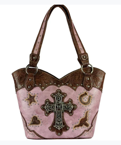 Western Style Hardware Diamant Kreuz Umhängetasche Handtasche GG085