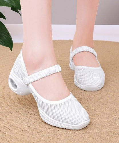 Buckle Sport Mesh Breathable Shoes White Chunky Strap