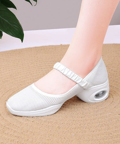 Buckle Sport Mesh Breathable Shoes White Chunky Strap