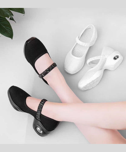 Buckle Sport Mesh Breathable Shoes White Chunky Strap