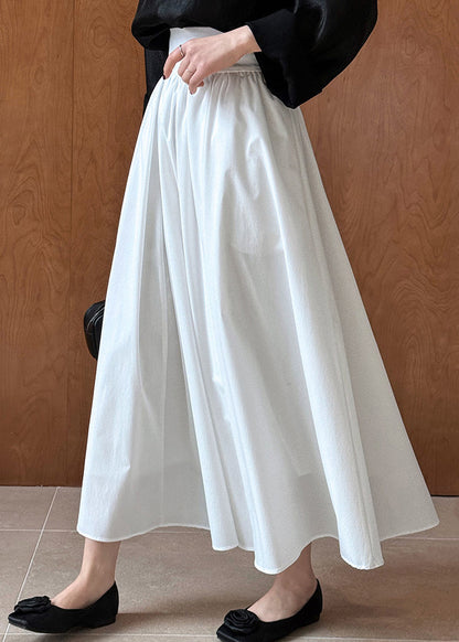 White Cotton Pleated Skirt Exra Large Hem Spring QQ1005