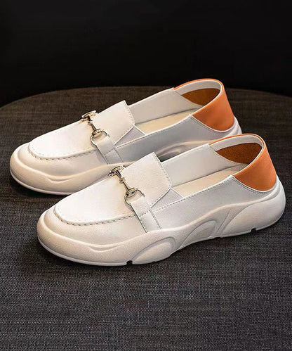 Mocassins en similicuir blanc décontractés et confortables pour femmes DD1009