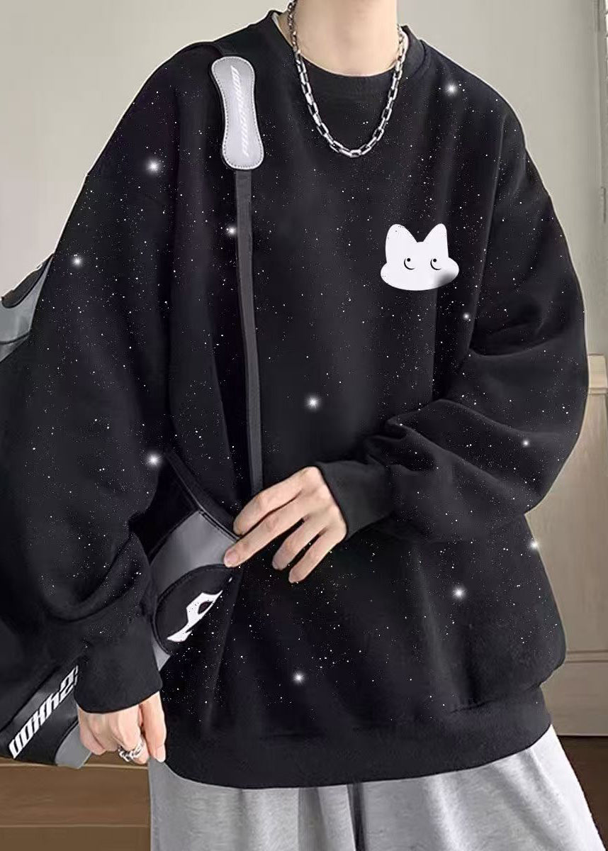 Cotton Spring O Men Gypsophila Sweatshirt Neck Sequins White