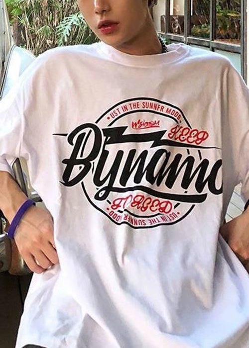 Cozy White T Summer Neck O Letter Shirt Cotton Men