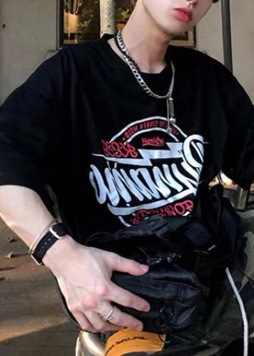 Cozy White T Summer Neck O Letter Shirt Cotton Men