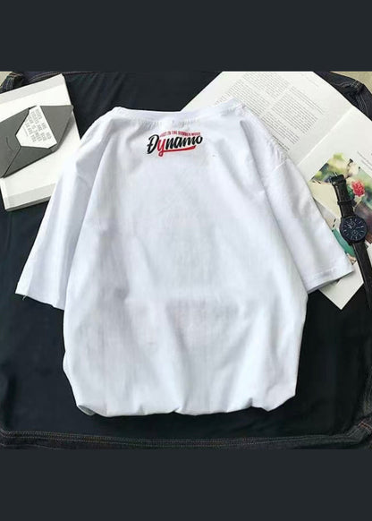 Cozy White T Summer Neck O Letter Shirt Cotton Men