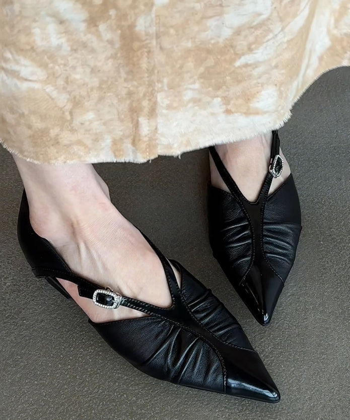 Pointed Sheepskin Flat Boutique Shoes White Toe Splicing