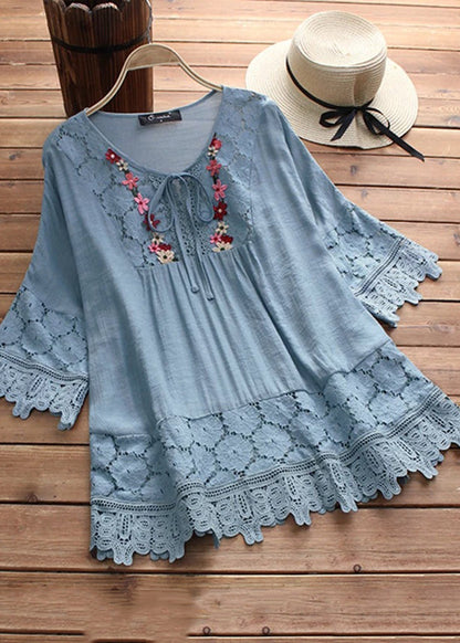 Apricot Summer T Shirt Neck Patchwork Lace Women O