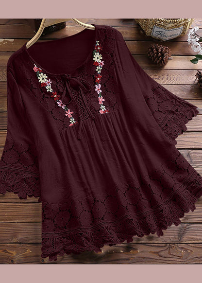 Apricot Summer T Shirt Neck Patchwork Lace Women O