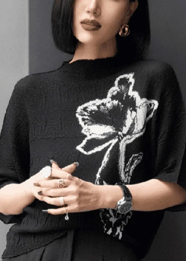 Women Batwing Shirts Beige Wrinkled Cotton T Sleeve Print