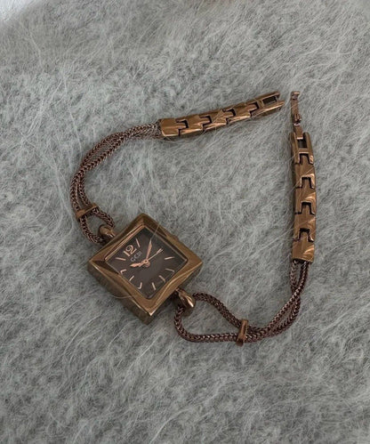 Alloy Black Crystal Square Watches Women Hardlex Chain