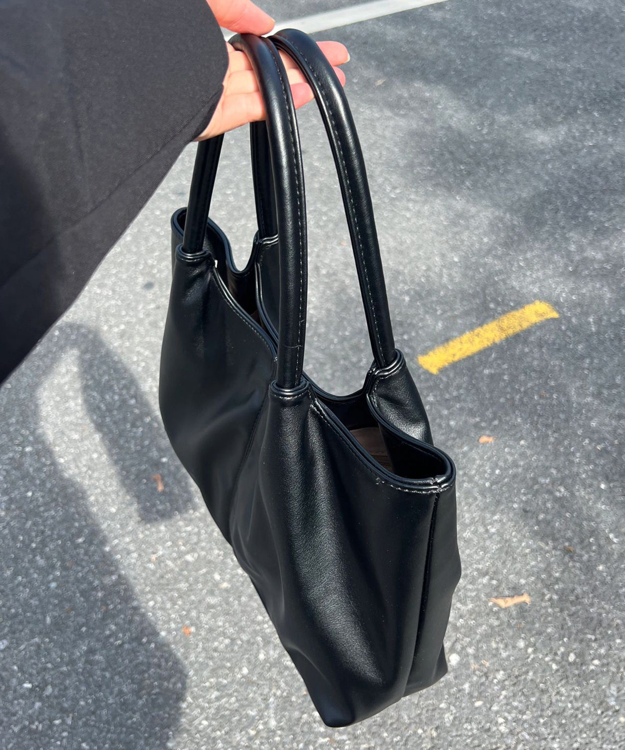 Versatile Black Satchel Women Faux Handbag Leather