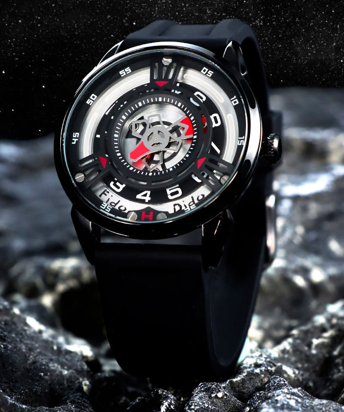 Silicone Rubber Blue Hollow Women Watches Waterproof Out