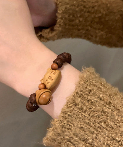 Women Brown Sandalwood Bodhi Charm Bracelet ZZ028