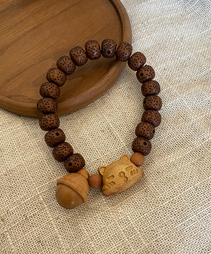 Women Brown Sandalwood Bodhi Charm Bracelet ZZ028