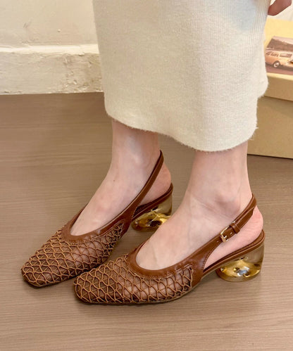 Splicing Brown Women Sandals Comfy Chunky