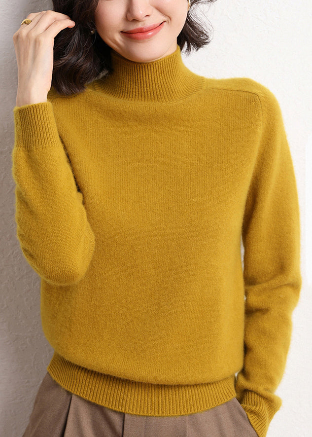 Damen Rollkragenpullover aus Kaschmir in dunklem Kamelbraun, Winter WL017