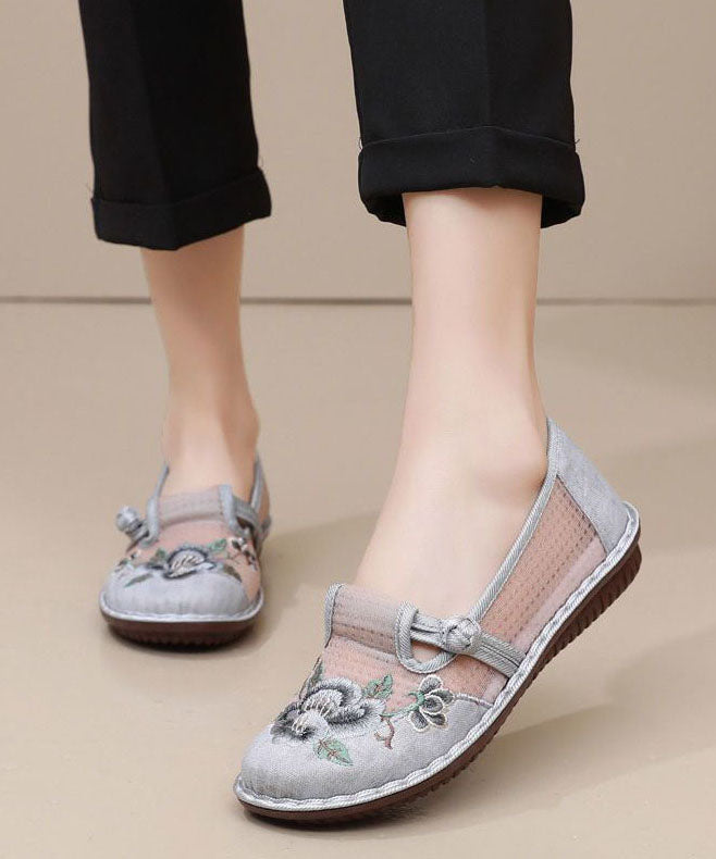 Embroidered Shoes Breathable Women Flat Red Mesh Feet