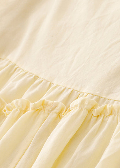 Dress Gradient Ruffled Cotton Vacation Summer Color Women