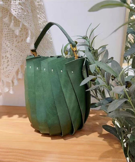 Sac messager en cuir de veau patchwork vert pour femme AH729