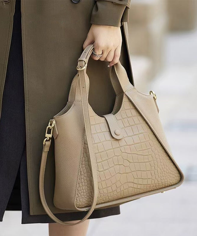 Women Calf Grey Tote Patchwork Leather Durable Bag