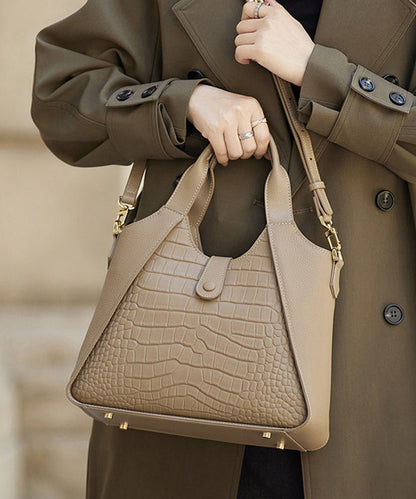 Women Calf Grey Tote Patchwork Leather Durable Bag