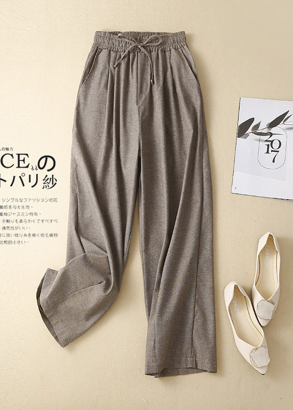 Spring Women Linen Khaki Waist Pants Elastic
