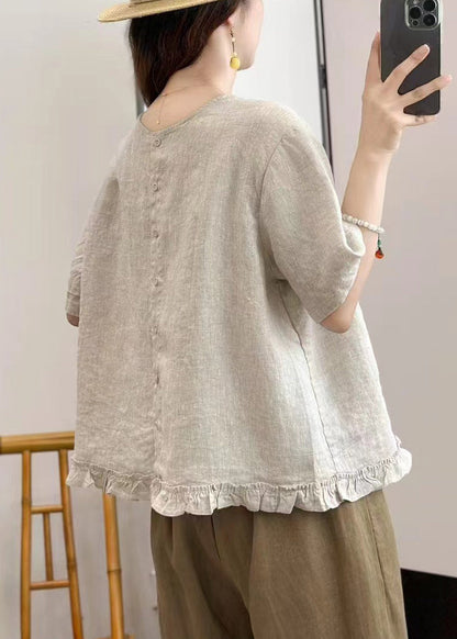 Summer On Linen Both Wear Ruffled Sides Women Shirt