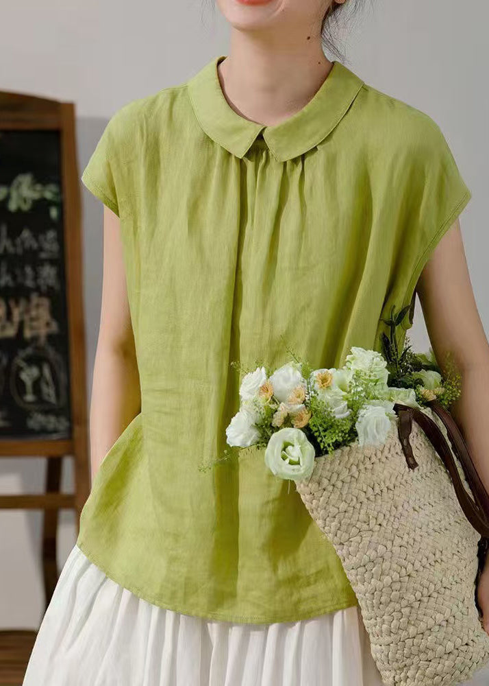 Cotton Peter Women Pan Button Shirt Pink Summer Solid Collar