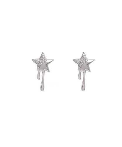 Metal Alloy Earrings Women Zircon Silk Stud Star