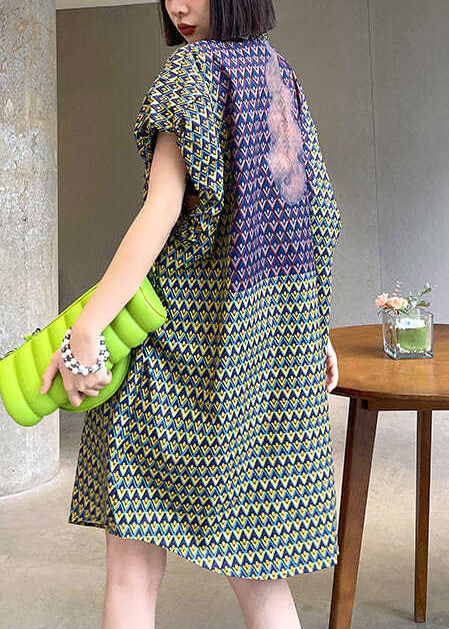 Collar Puff Women Day Sleeve Dress Cotton Stand Print