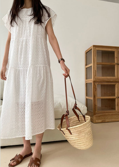 Cotton Embroidered Dress Women Party Summer White
