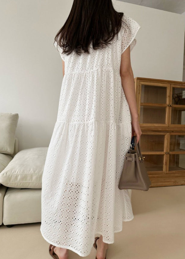 Cotton Embroidered Dress Women Party Summer White