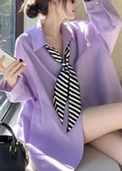 Shirt Cotton Neck Solid Peter Fall White Women Pan Collar