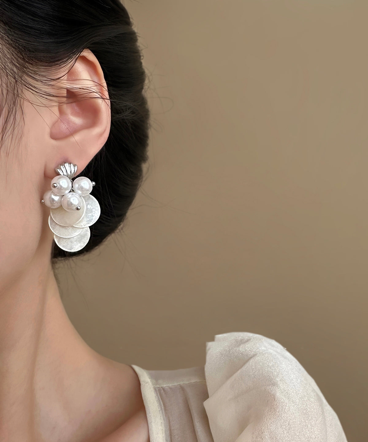 Shell Earring Women TasselDrop Pearl White Silver