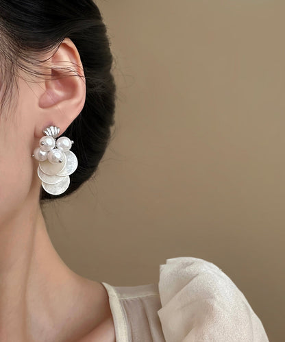 Shell Earring Women TasselDrop Pearl White Silver