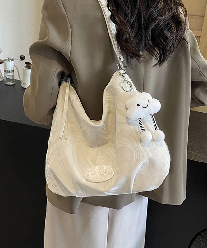 Women Shoulder Solid Leather Bags Calf White Durable