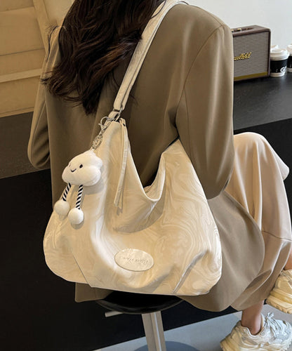 Women Shoulder Solid Leather Bags Calf White Durable