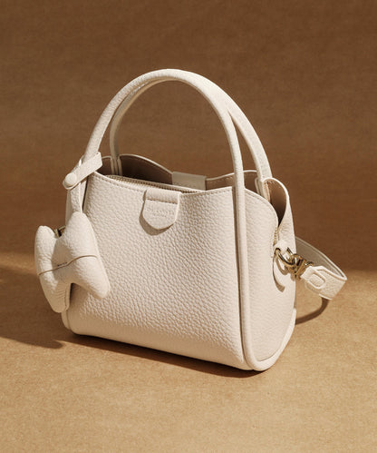 Versatile White Tote Leather Women Handbag Faux