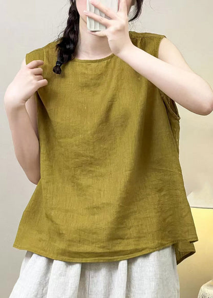 Summer Sides Linen Women Yellow Wear Blouses Both On