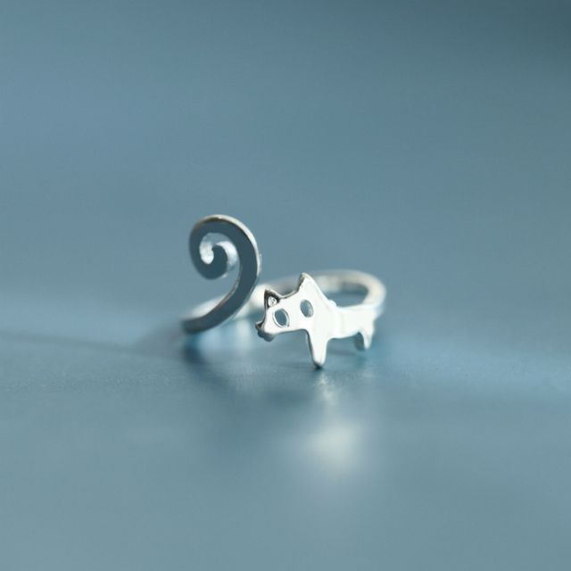 Cat Silver Ring Sterling Open