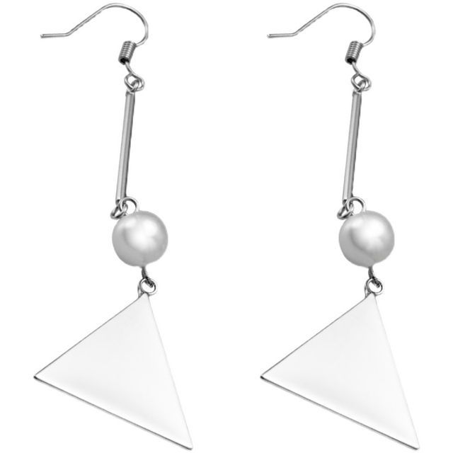 Earring Silver Dangle Sterling Faux Pearl Triangle