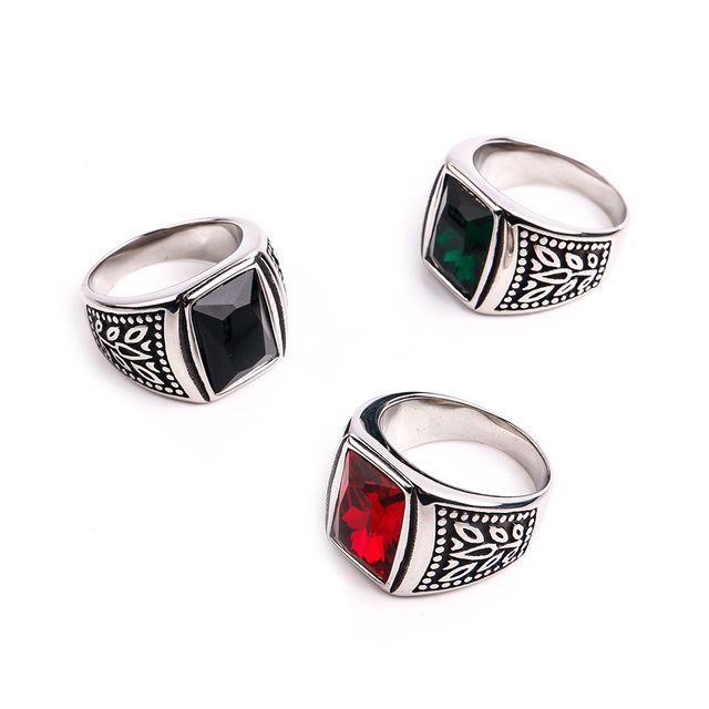 Faux Crystal Stainless Steel Ring