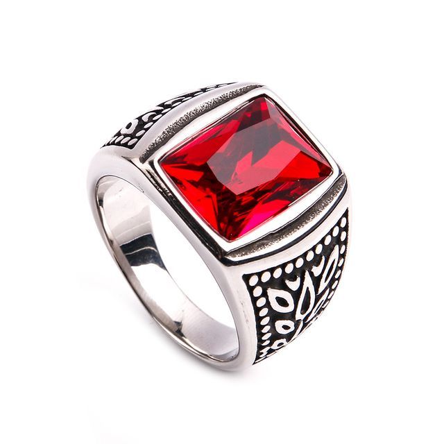 Faux Crystal Stainless Steel Ring