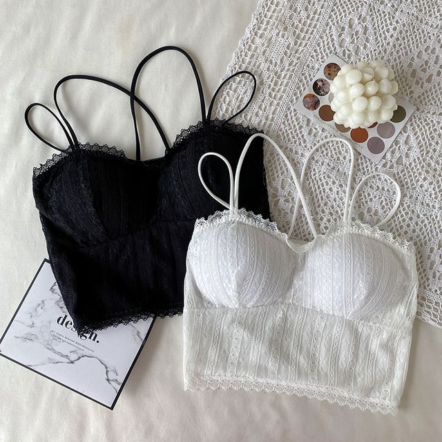 Cropped Lace Camisole with Plain Design