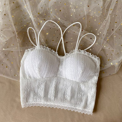 Cropped Lace Camisole with Plain Design