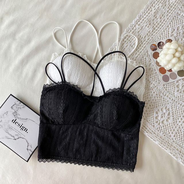 Cropped Lace Camisole with Plain Design
